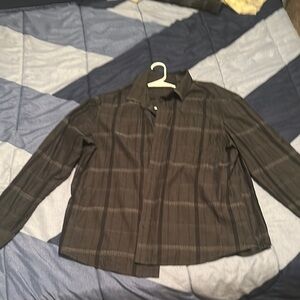 Perry Ellis - Casusl Black Plaid Button Down - XXL